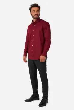 OppoSuits Blazing Burgundy|Heren Casual Overhemden|Effen Gekleurde Overhemden