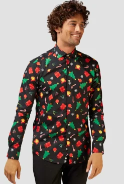 OppoSuits Christmas Icons Black|Heren Casual Overhemden