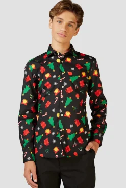 OppoSuits Christmas Icons Black| Casual Overhemden|Kerst Overhemden