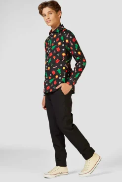 OppoSuits Christmas Icons Black| Casual Overhemden|Kerst Overhemden