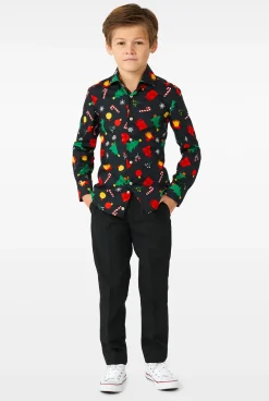 OppoSuits Christmas Icons Black| Casual Overhemden|Kerst Overhemden