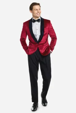 OppoSuits Dinner Jacket - Burgundy|Heren Deluxe Blazers|Kerst Blazers