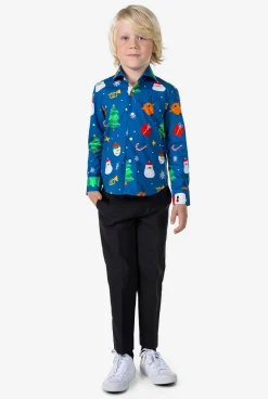 OppoSuits Festivity Blue| Casual Overhemden|Kerst Overhemden