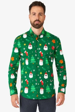 OppoSuits Festivity Green|Heren Casual Overhemden