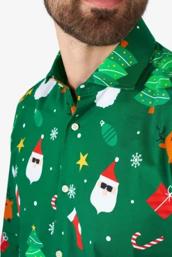 OppoSuits Festivity Green|Heren Casual Overhemden