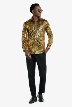OppoSuits Golden Geo Star|Heren Halloween Overhemden