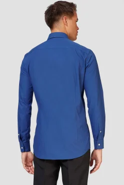 OppoSuits Navy Royale|Heren Effen Gekleurde Overhemden