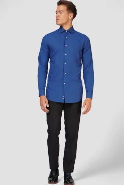OppoSuits Navy Royale|Heren Effen Gekleurde Overhemden