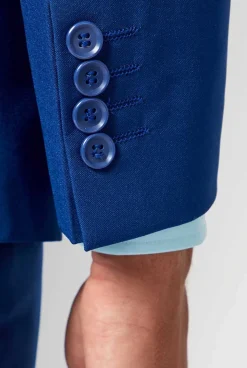 OppoSuits Navy Royale - Flaminguy lining|Heren Vrijgezellenfeest Pakken|Effen Gekleurde Pakken