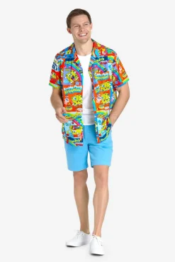 OppoSuits SpongeBob™ Breakfast|Heren Zomer Overhemden|Hawaii Shirts