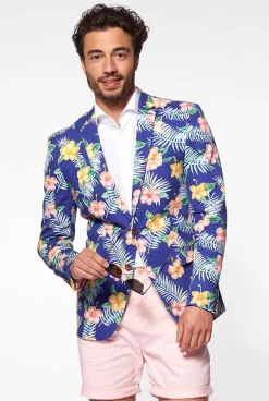 OppoSuits Tropical Flowers - Blue|Heren Zomer Blazers