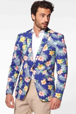 OppoSuits Tropical Flowers - Blue|Heren Zomer Blazers