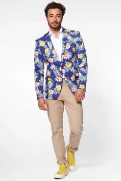OppoSuits Tropical Flowers - Blue|Heren Zomer Blazers