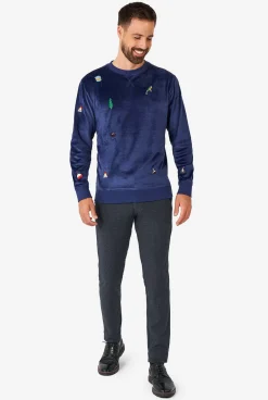 OppoSuits Velvet Navy - Xmas Icons|Heren Deluxe Sweaters|Kerst Sweaters