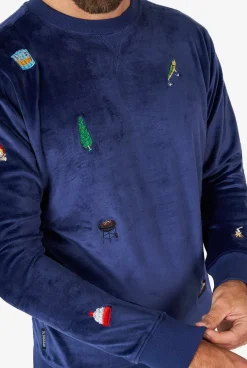OppoSuits Velvet Navy - Xmas Icons|Heren Deluxe Sweaters|Kerst Sweaters