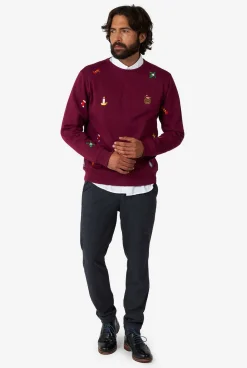 OppoSuits X-Mas Icons - Burgundy|Heren Deluxe Sweaters|Kerst Sweaters